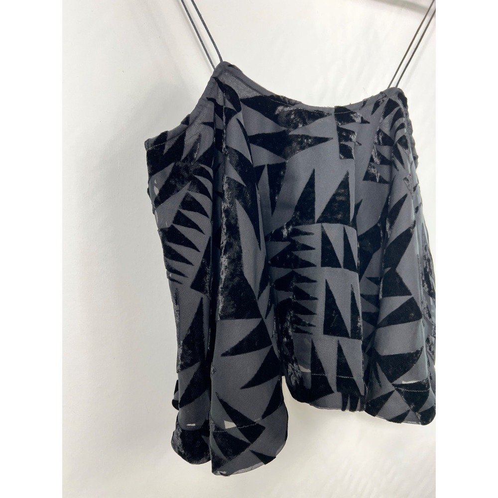 Free People Cami Women S Black Burnout Velvet Geometric Spaghetti Strap Tank Top